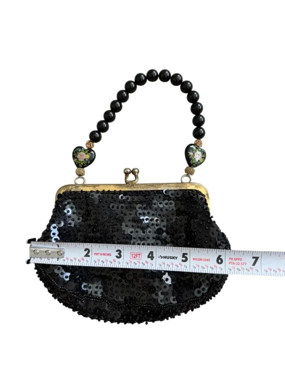 LILY SCOTT Vintage Black Beaded Cocktail Bag Clutch
